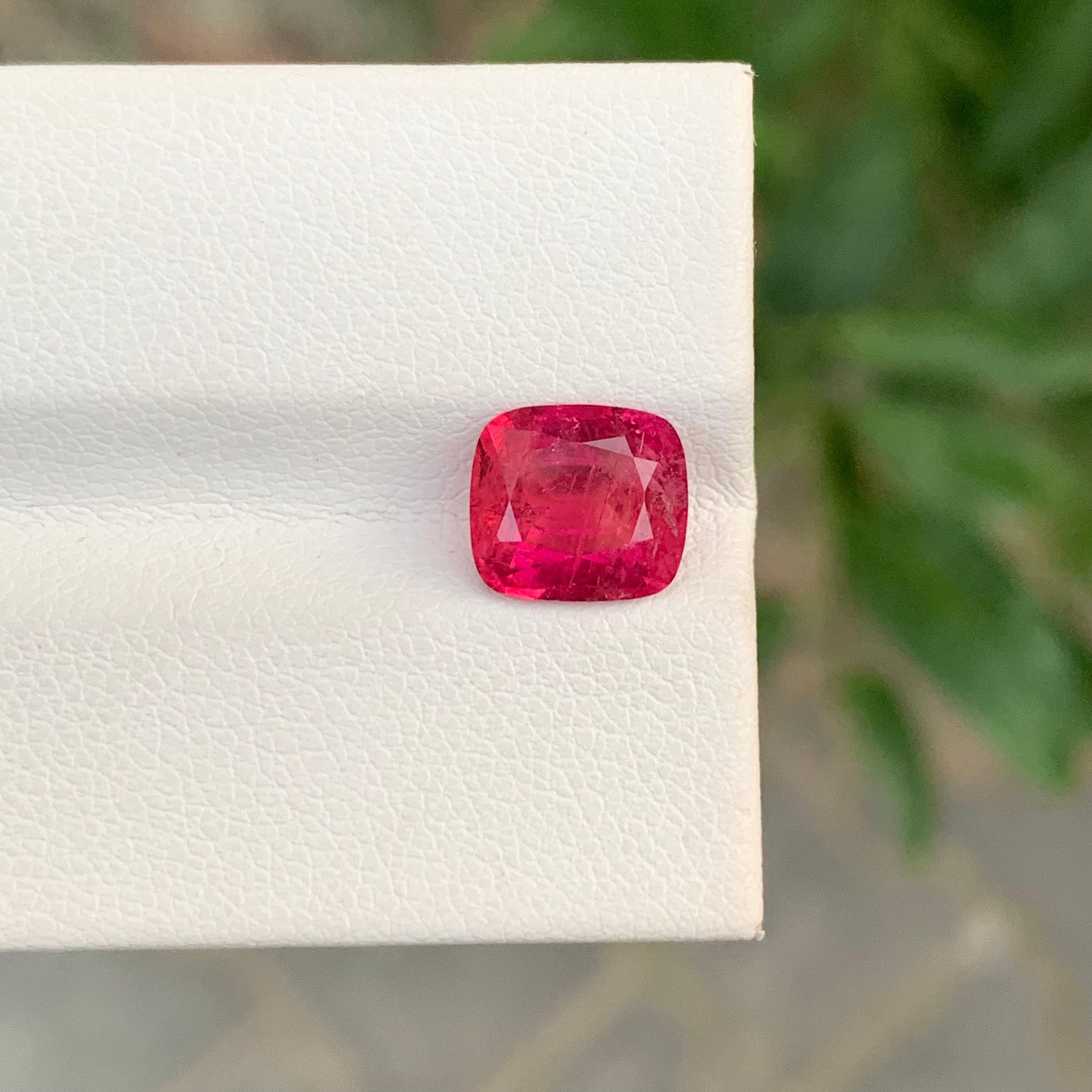 2.30 Carat Good Looking Faceted Rubellite Tourmaline Cushion Shape Gemstone For Sale 2