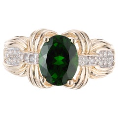 2.30 Carat Green Tourmaline Diamond Yellow Gold Ring