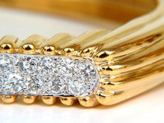 2.30 Carat Inverted Arch Grilled Wave Retro 14 Karat Diamonds Bangle Bracelet