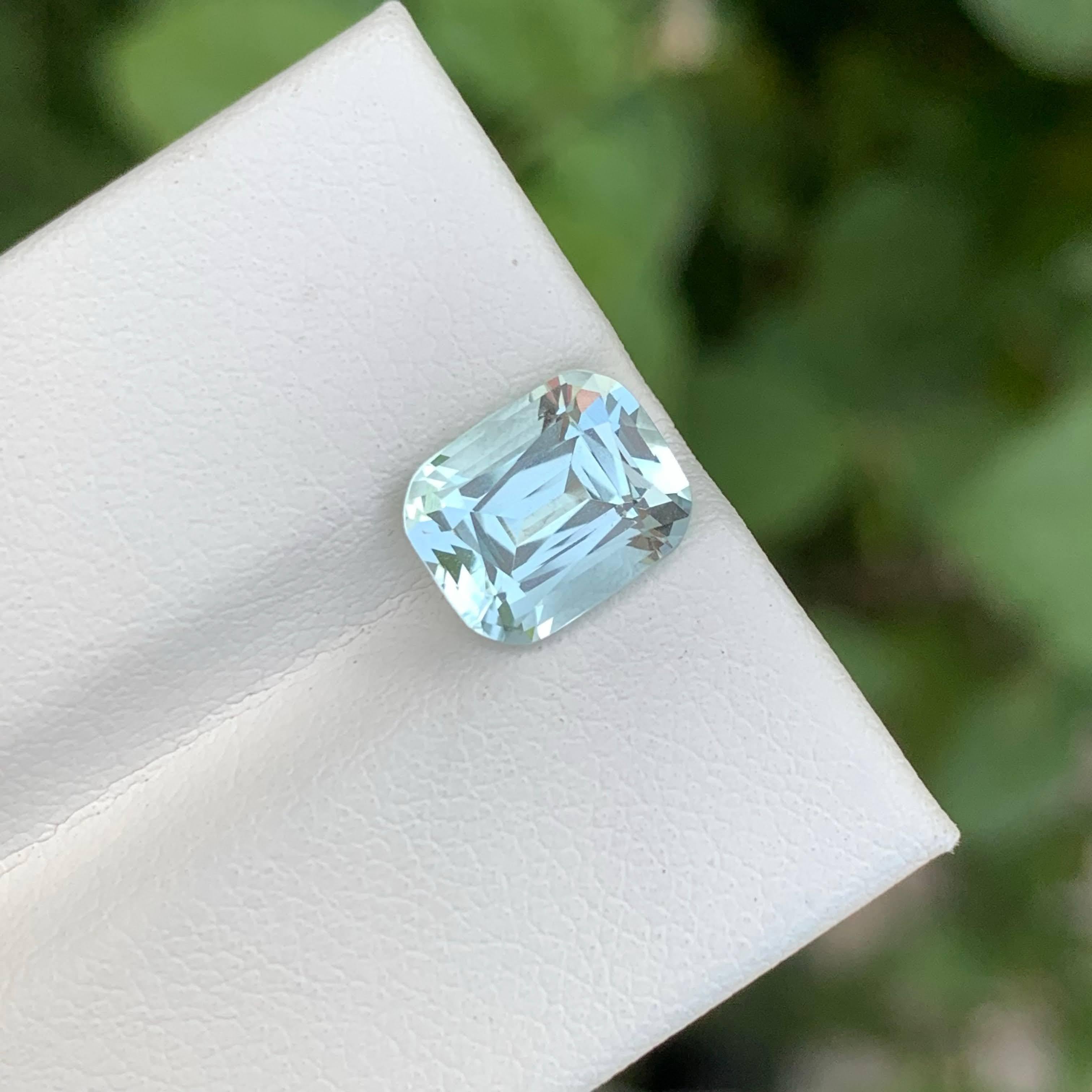 2.30 Carat Loose Light Blue Aquamarine Stone Cushion Cut Natural Pakistani Gem (Kissenschliff) im Angebot