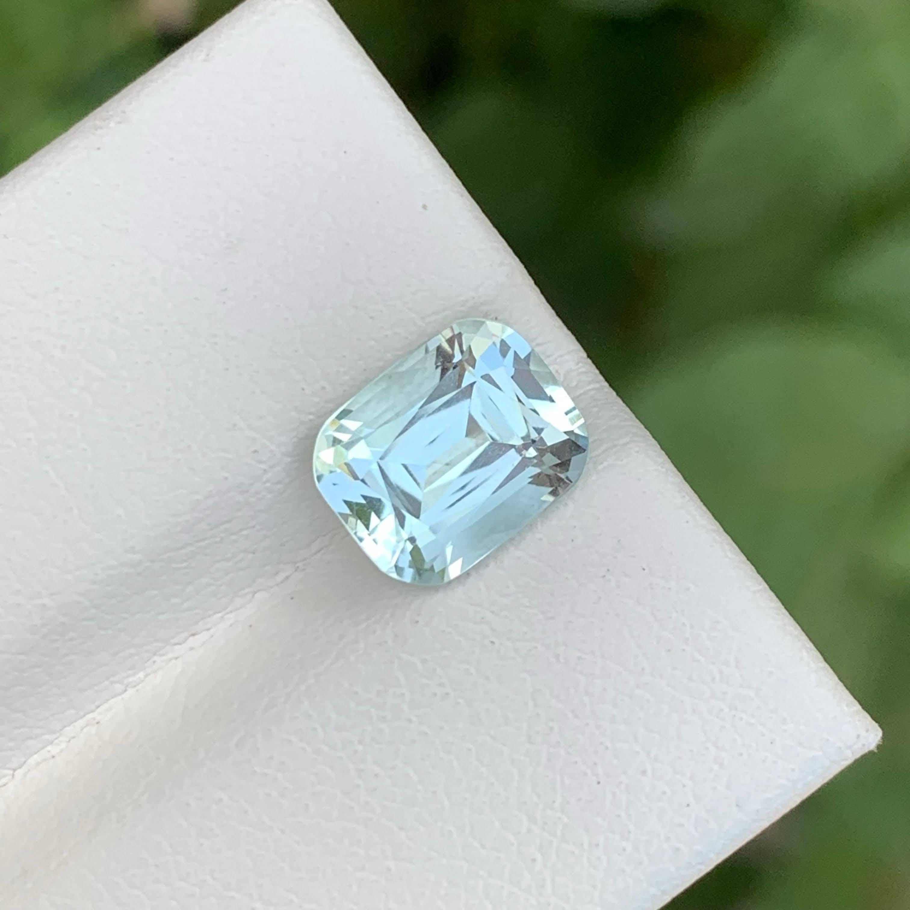 2.30 Carat Loose Light Blue Aquamarine Stone Cushion Cut Natural Pakistani Gem im Angebot 1