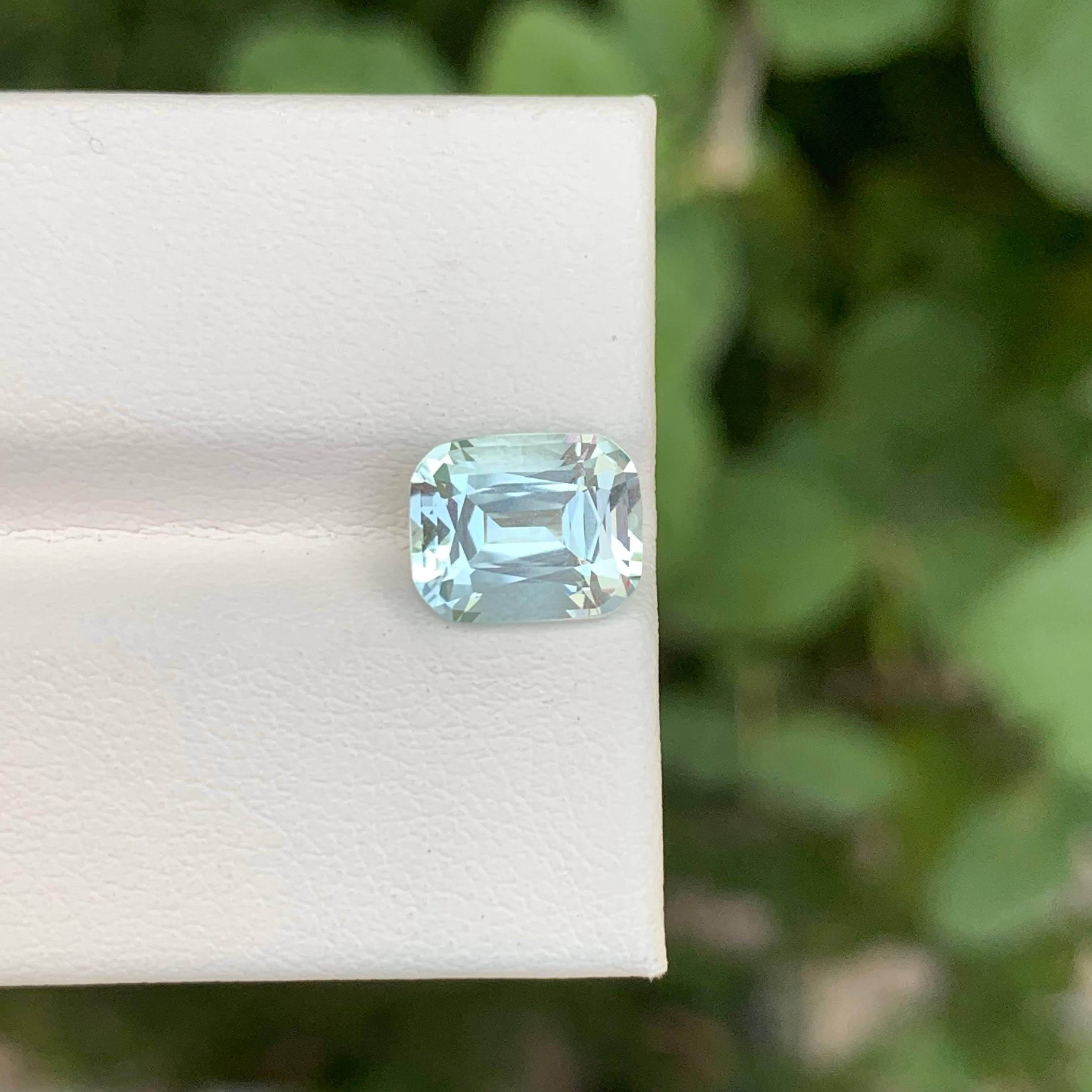 2.30 Carat Loose Light Blue Aquamarine Stone Cushion Cut Natural Pakistani Gem im Angebot 3