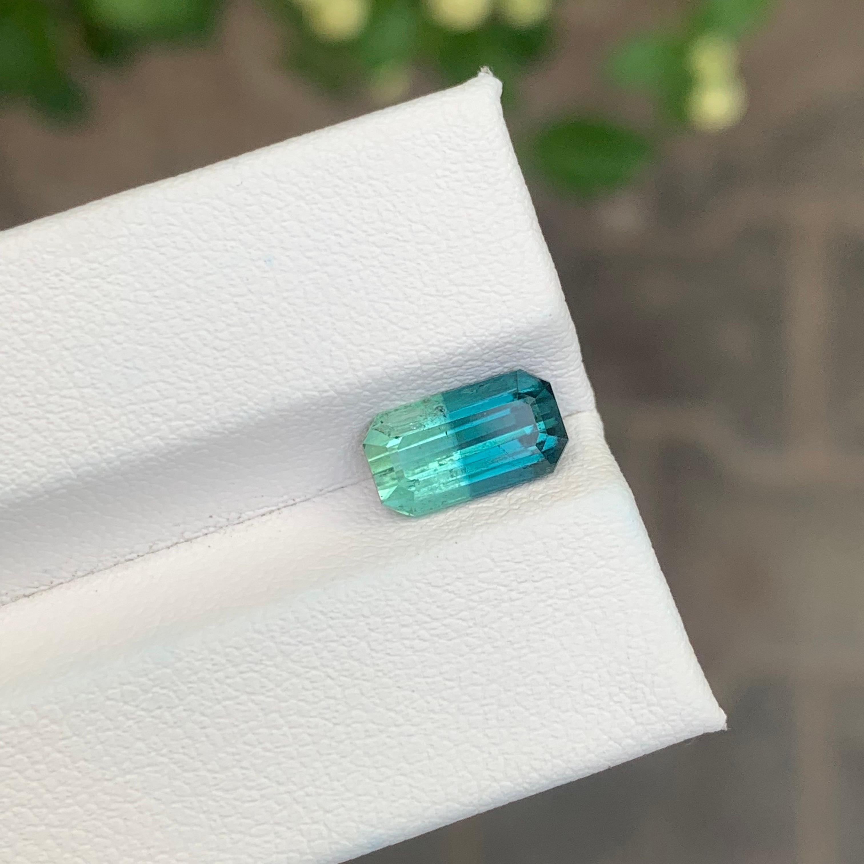 2.30 Carat Natural Bi Colour Tourmaline Emerald Shape Gemstone For Sale 4