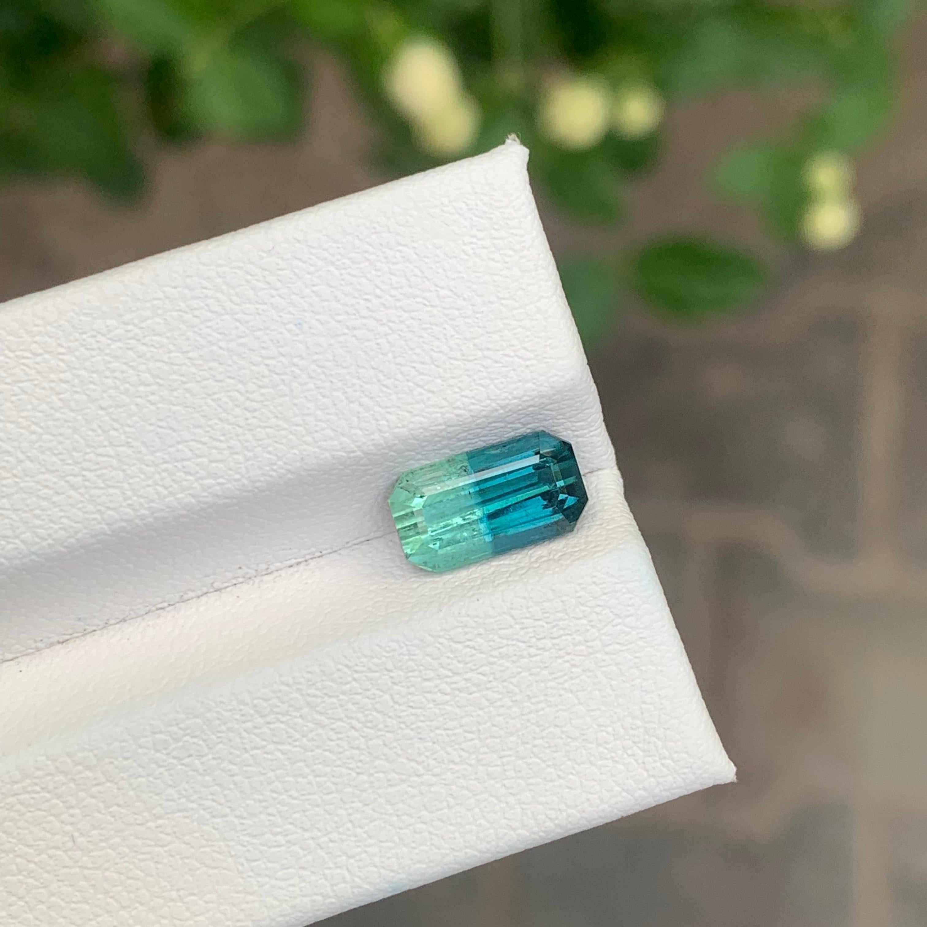 Arts and Crafts 2.30 Carat Natural Bi Colour Tourmaline Emerald Shape Gemstone For Sale
