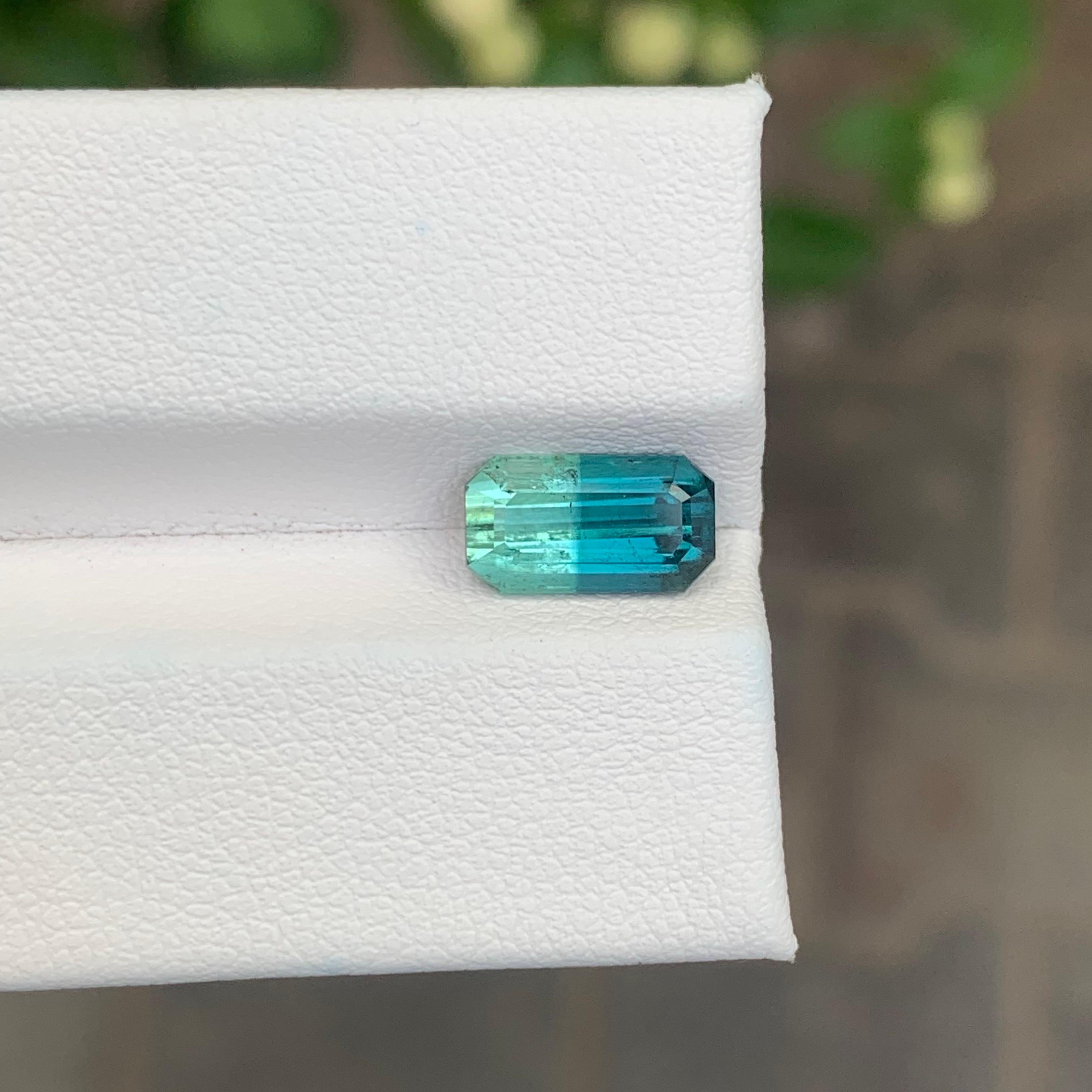 Emerald Cut 2.30 Carat Natural Bi Colour Tourmaline Emerald Shape Gemstone For Sale