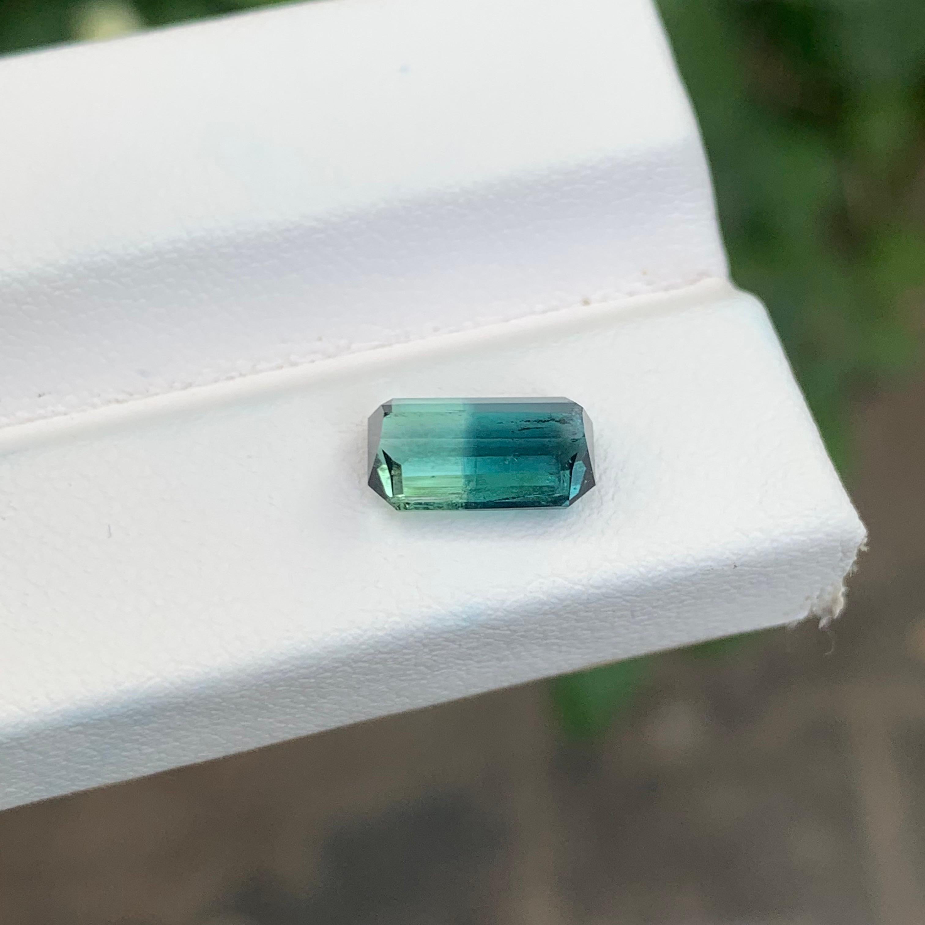 Women's or Men's 2.30 Carat Natural Bi Colour Tourmaline Emerald Shape Gemstone For Sale