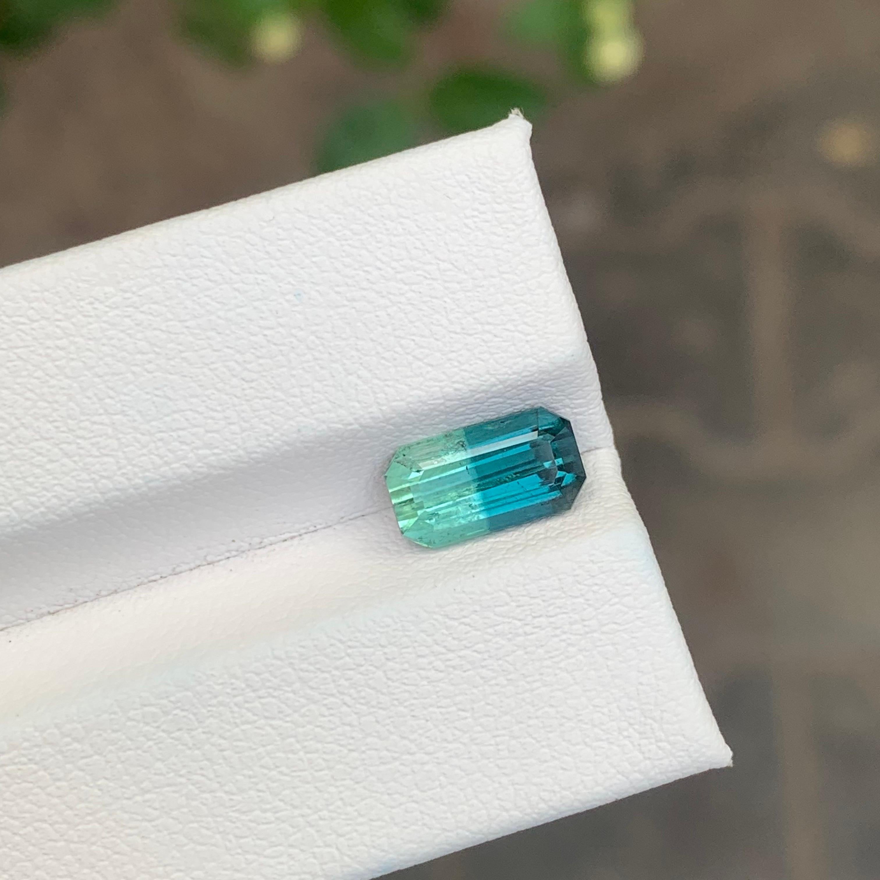 2.30 Carat Natural Bi Colour Tourmaline Emerald Shape Gemstone For Sale 2