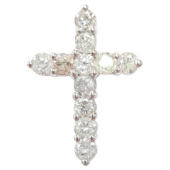 2.30 Carat Natural Diamond Cross Pendant 14K White Gold