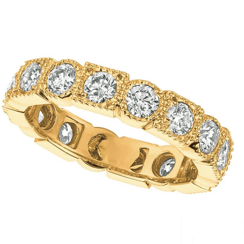 For Sale:  2.30 Carat Natural Diamond Eternity Ring Band G SI 14k Yellow Gold 2