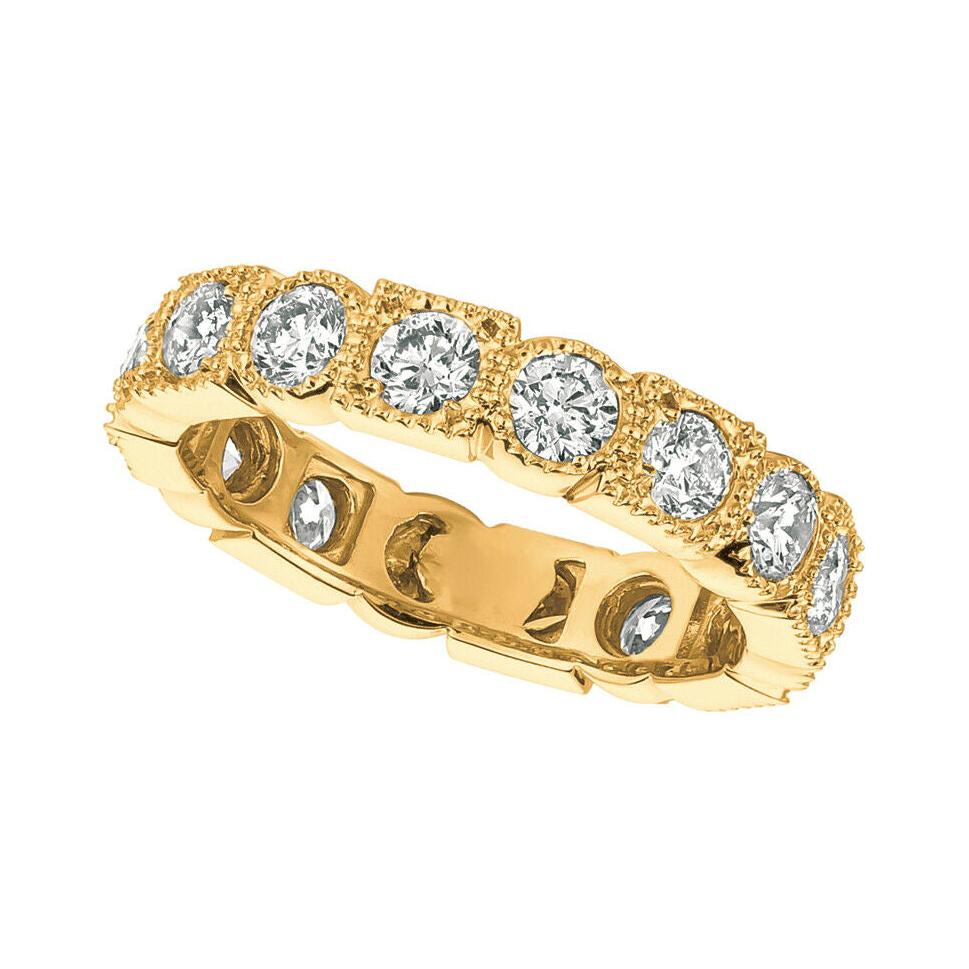 2.30 Carat Natural Diamond Eternity Ring Band G SI 14k Yellow Gold