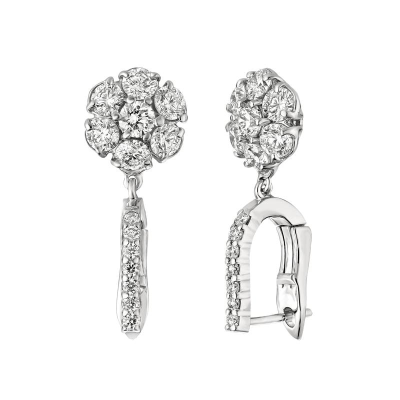 2.31 Carat Natural Diamond Earrings G SI 14K White Gold

100% Natural, Not Enhanced in any way Round Cut Diamond Earrings
2.31CT
G-H 
SI  
14K White Gold  3.8 grams, Prong
1 inch in height, 3/8 inch in width
14 diamonds  - 2.05ct,  14 diamonds -