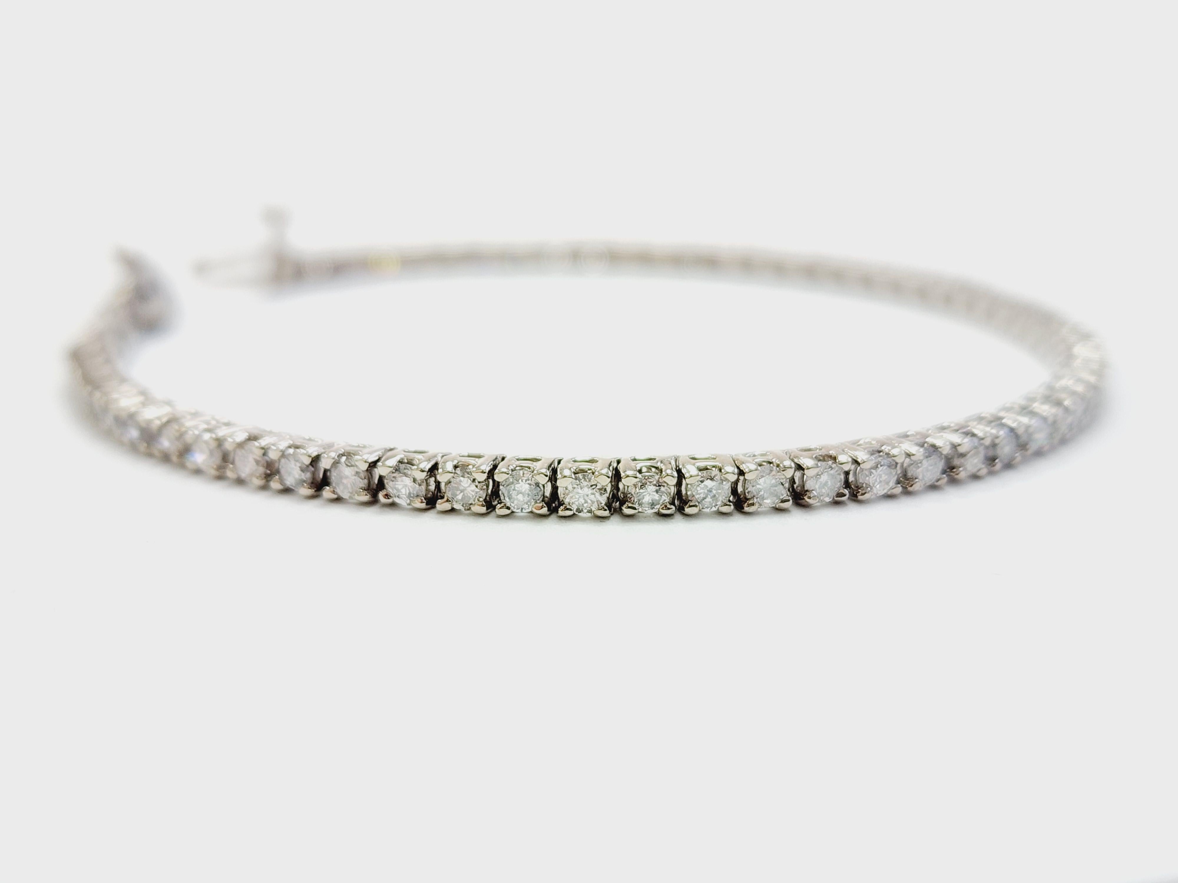 2,30 Karat natürliches Diamant-Tennisarmband 14 Karat Weißgold 2