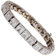 Bracelet tennis torsadé en or 14 carats avec perles et diamants naturels de 2,30 carats
