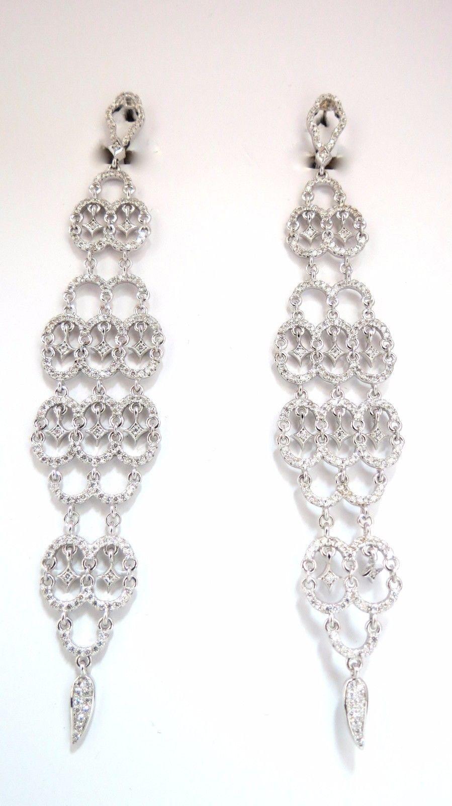 2.30 Carat Natural Diamonds Modern Dangle Long Earrings 14 Karat In New Condition In New York, NY
