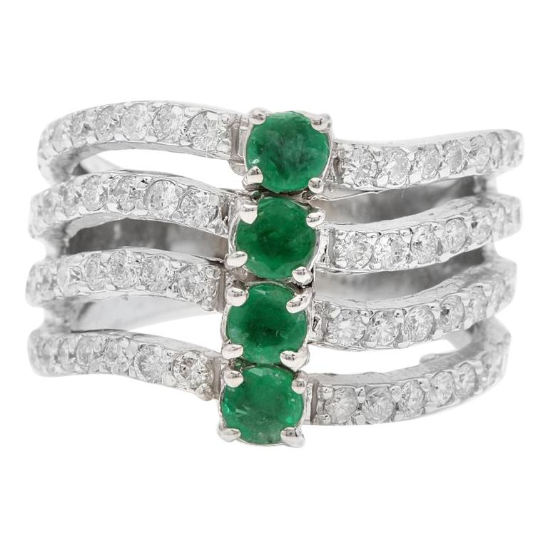 Bague En Or Blanc 14 Carats Avec Alexandrite Naturelle Certifiée GIA De 125 Carat Et Diamants