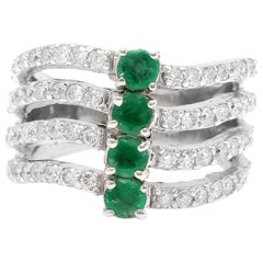 2.30 Carat Natural Emerald and Diamond 14 Karat Solid White Gold Ring