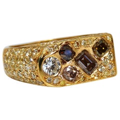 2.30 Carat Natural Fancy Color Diamonds Men’s Ring 14Kt Classic Cigar Statement