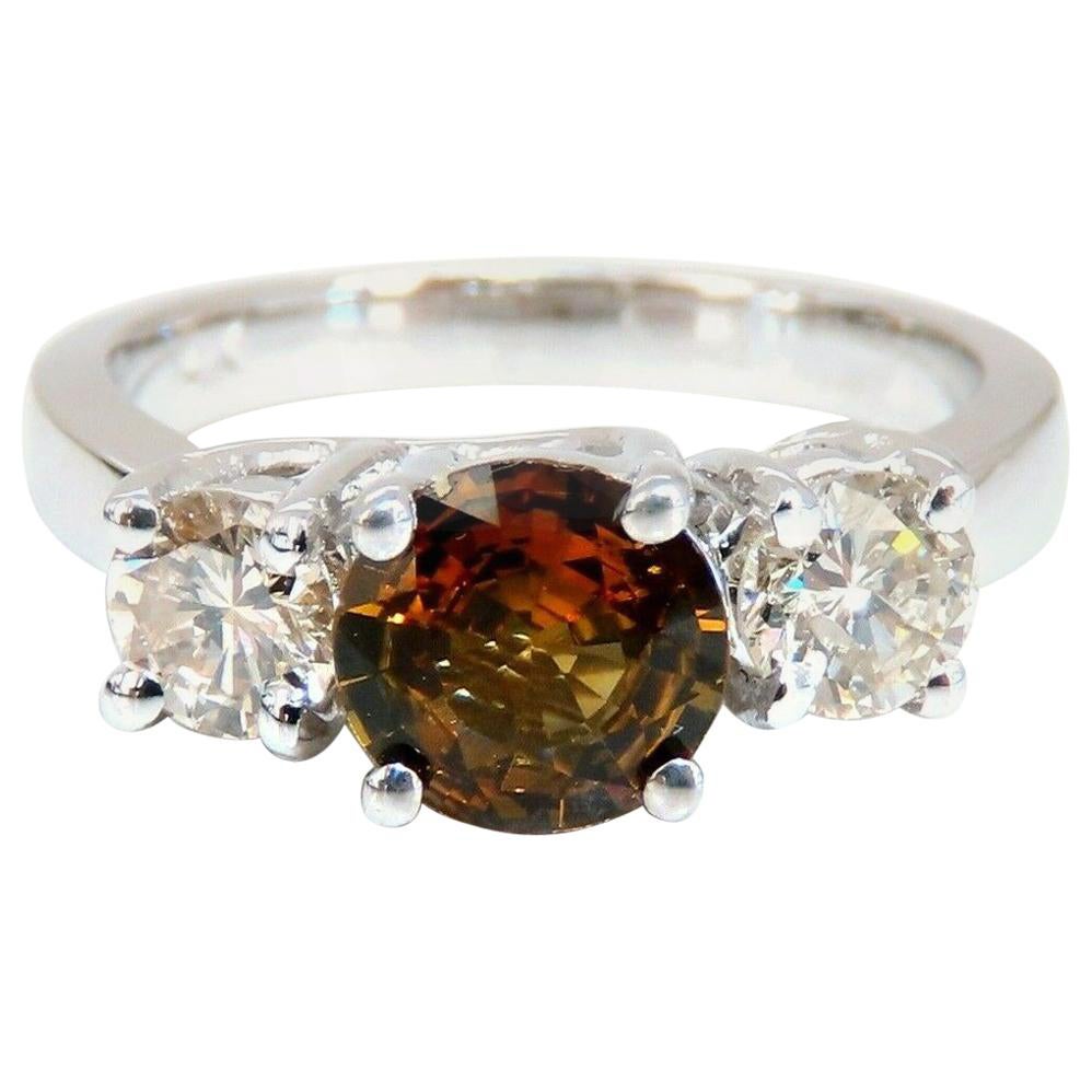 2,30 Karat Natürliche Fancy Farbe Saphir Diamanten Ring 14 Karat Classic Three*