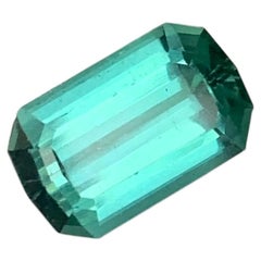 Pierre précieuse naturelle de 2,30 carats, tourmaline bleu-vert, taille émeraude