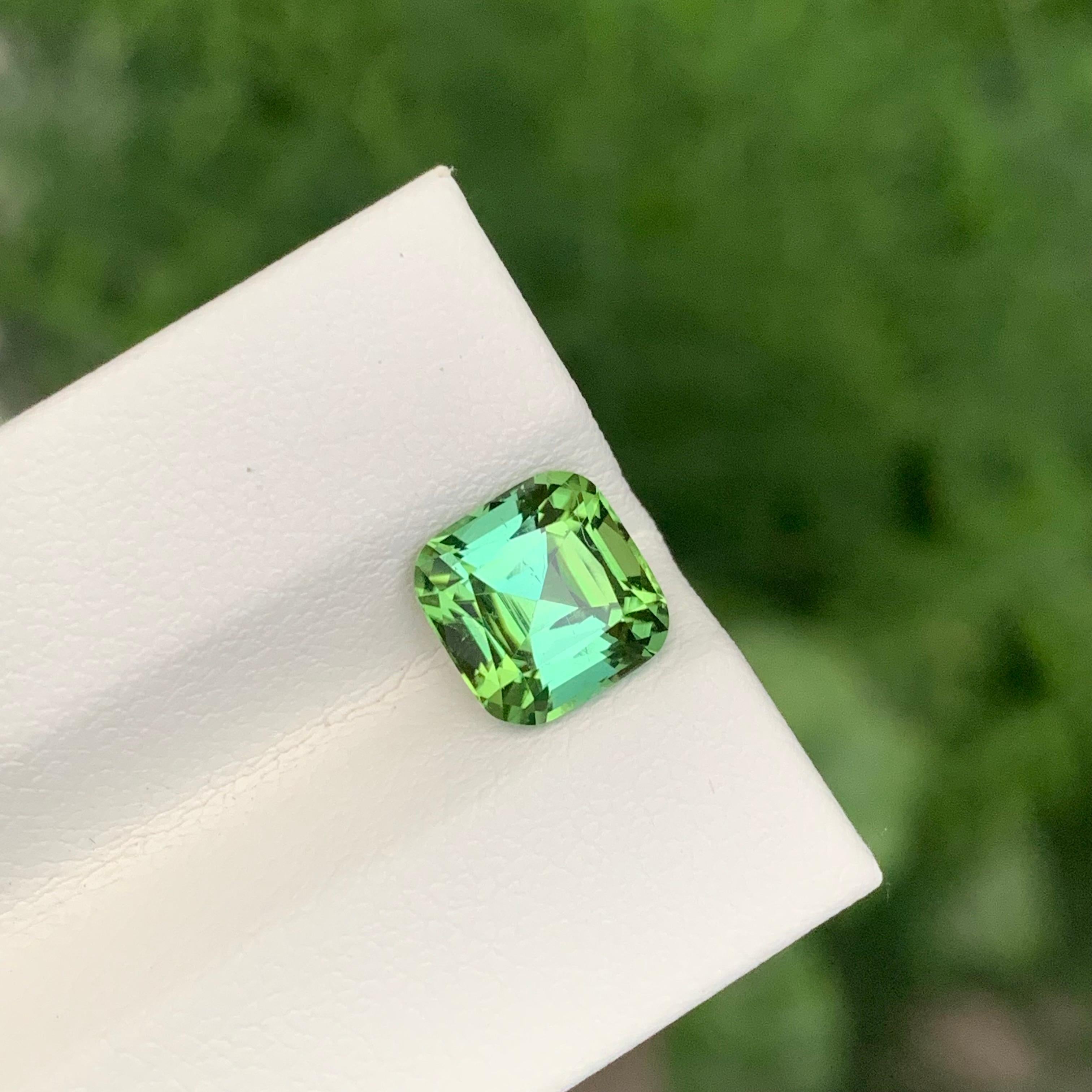 Facettierter grüner Turmalin mit Lagoon-Farbe 

Gewicht: 2,30 Karat
Abmessung: 7.6 x 7.5 x 5.5 Mm
Farbe: Grün mit Lagunenton 
Behandlung: Nicht
Zertifikat: Auf Kundenwunsch
Die Form: Kissen


Der Turmalin ist ein faszinierender Edelstein, der für