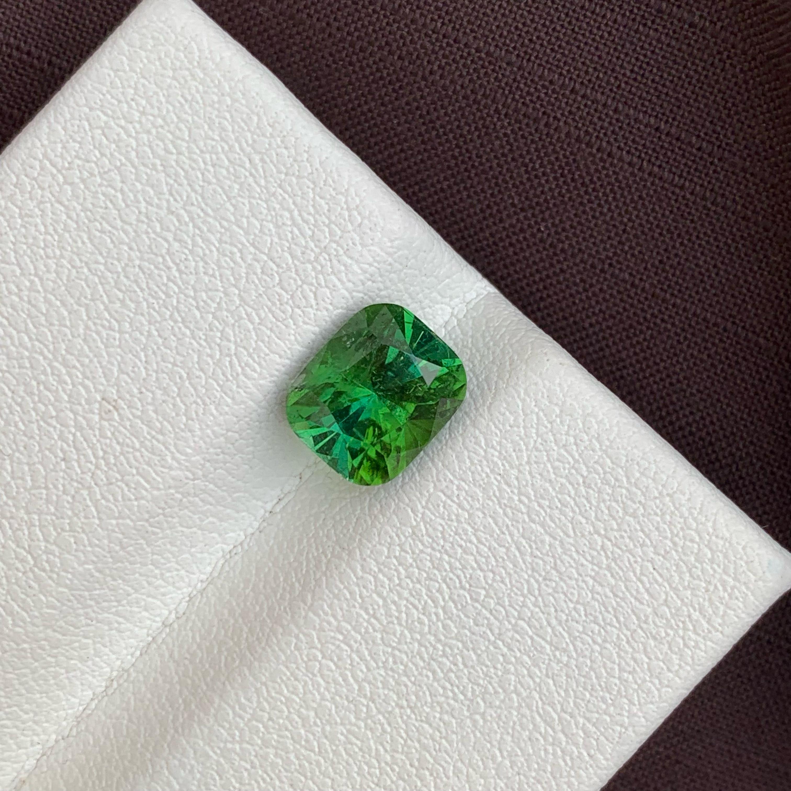 2.30 Carat Natural Loose Soft Green Tourmaline Cushion Cut Afghan Gemstone For Sale 1