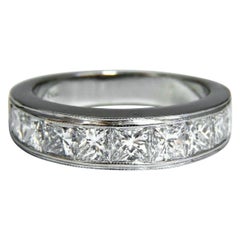 2.30 Carat Natural Princess Cut Diamonds Channel Band Platinum Ring