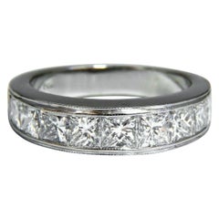 2.30 Carat Natural Princess Cut Diamonds Channel Band Platinum Ring*