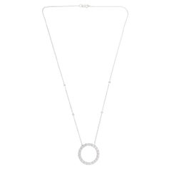 2.30 Carat Diamond Pave Circle Charm Necklace 14k White Gold Jewelry