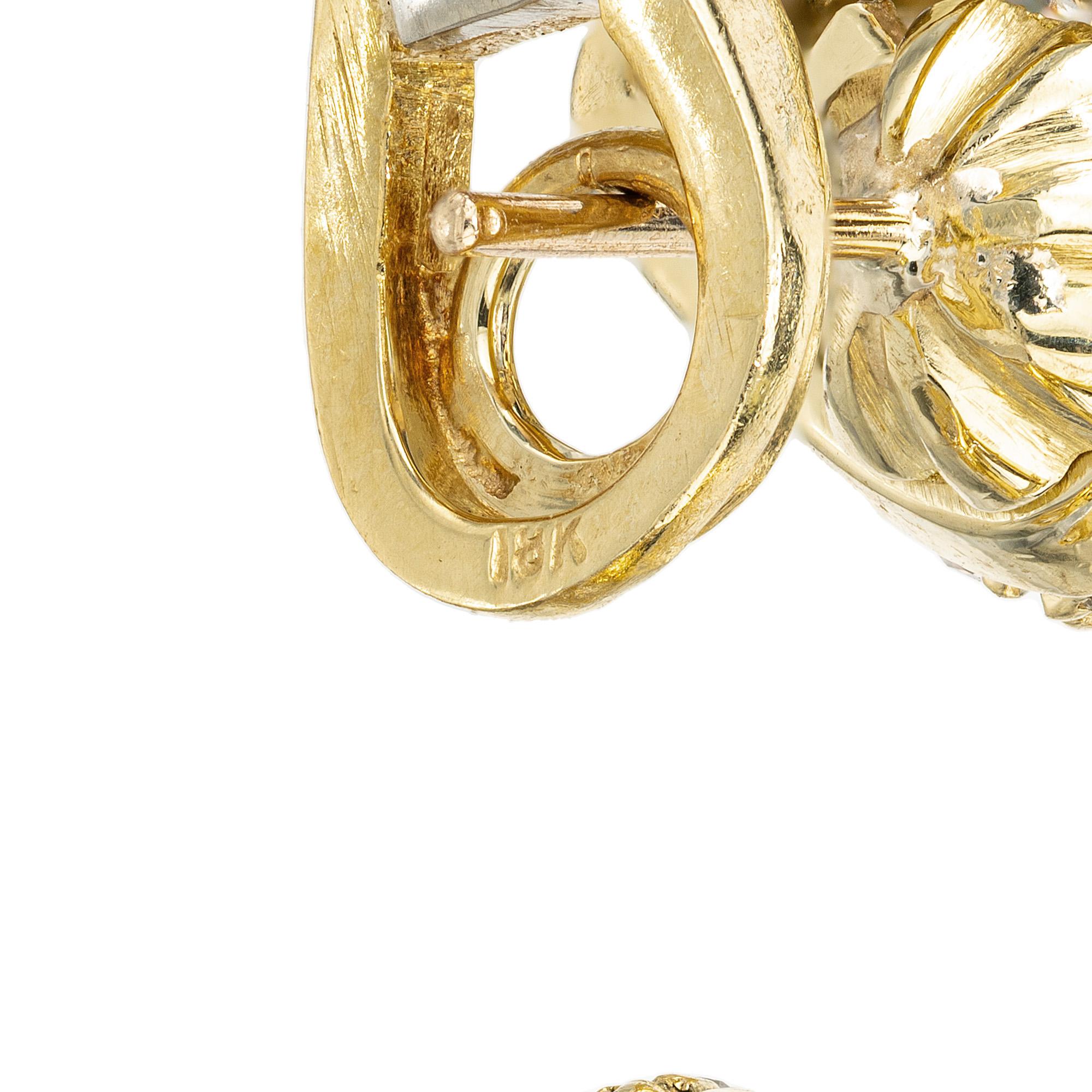 Boucles d'oreilles dôme en or jaune avec diamant pavé de 2,30 carats Pour femmes en vente