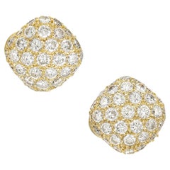 2.30 Carat Pave Diamond Yellow Gold Dome Earrings