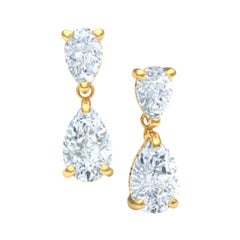 2.30 Carat Pear Diamond Drop Earrings