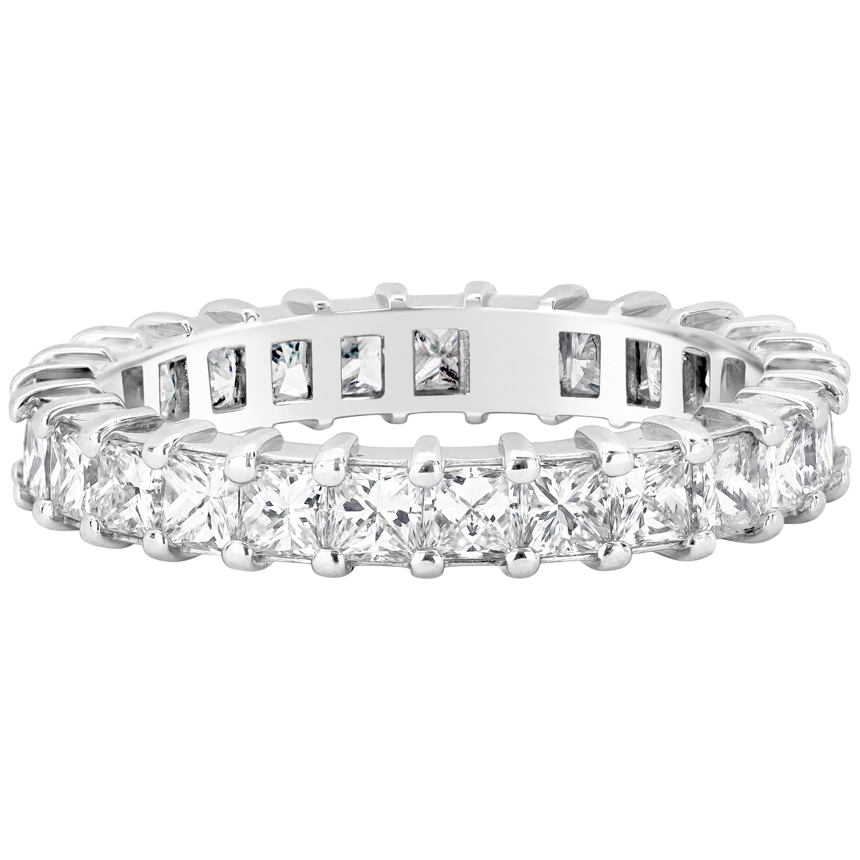Roman Malakov 2.30 Carat Total Princess Cut Diamond Eternity Wedding Band Ring For Sale