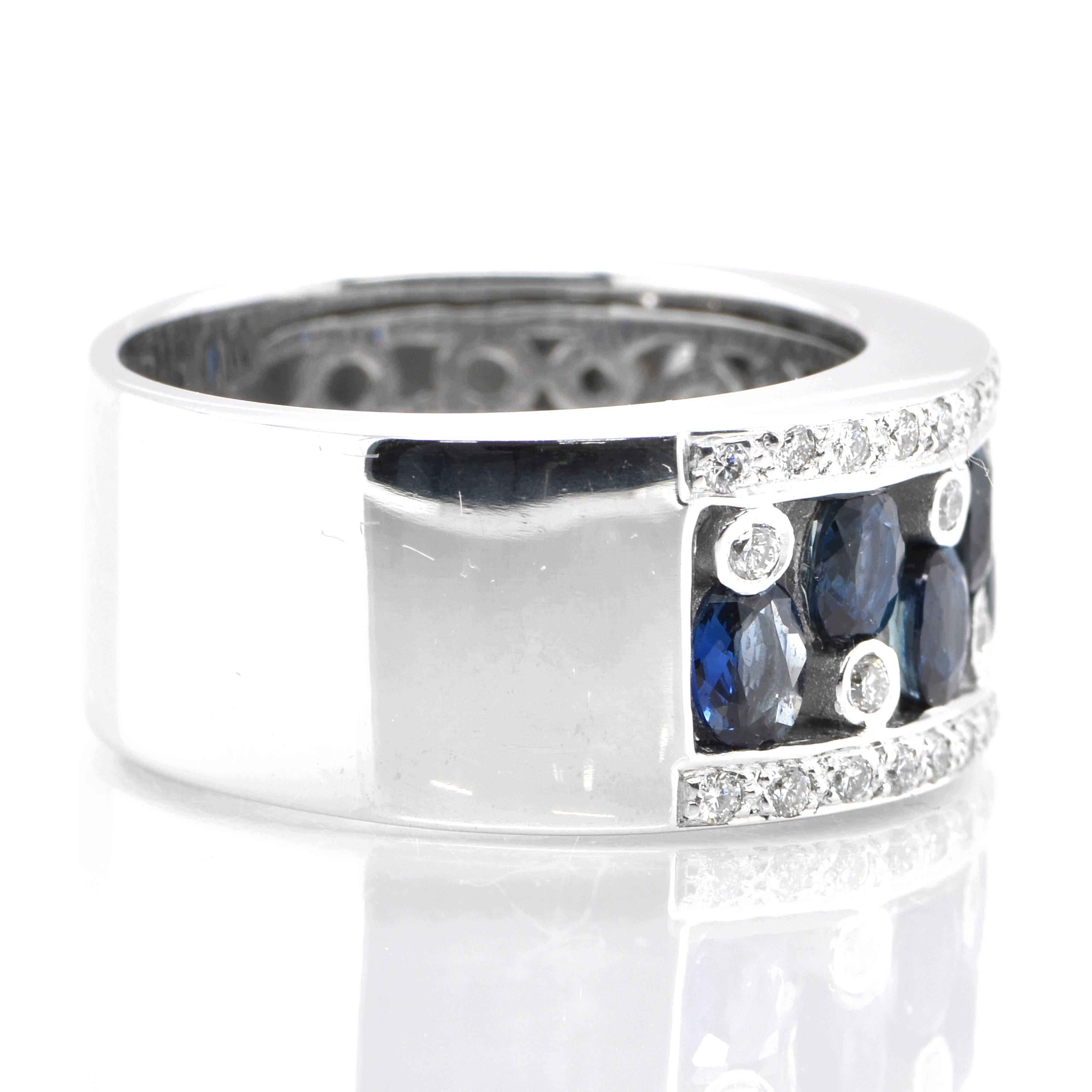 Women's 2.30 Carat Princess Cut Natural Sapphire and Diamond Half Eternity Band Ring For Sale