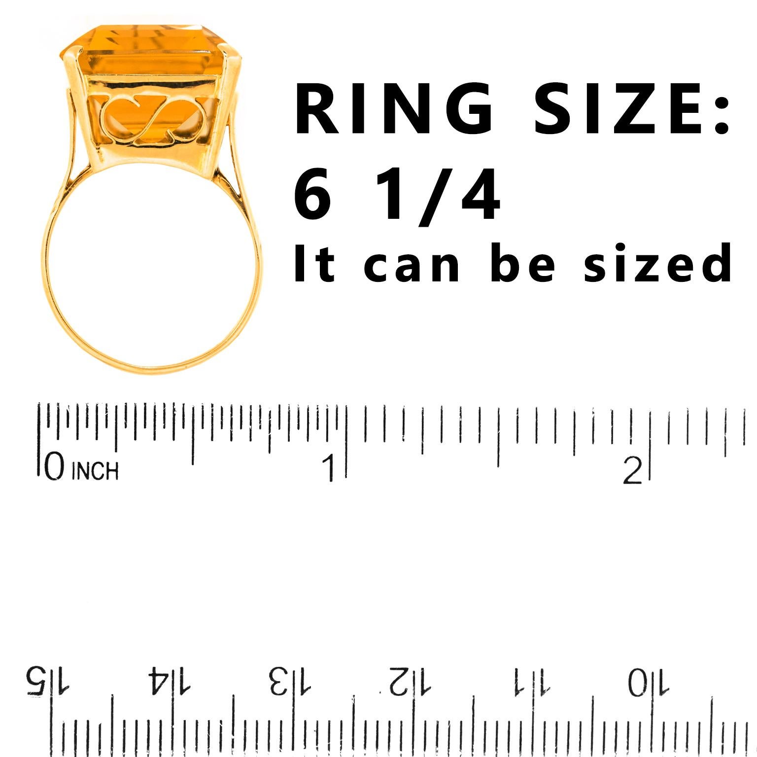 Women's or Men's 23.0-Carat Retro Forties Citrine Ring For Sale
