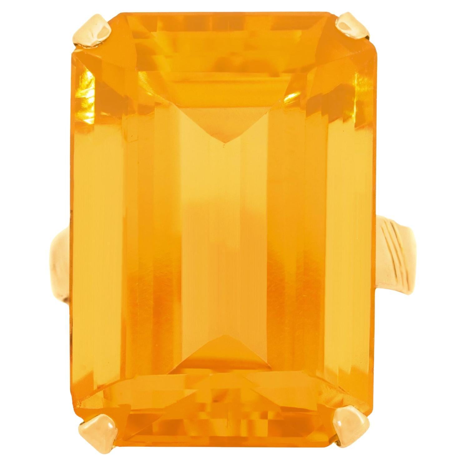 23.0-Carat Retro Forties Citrine Ring For Sale