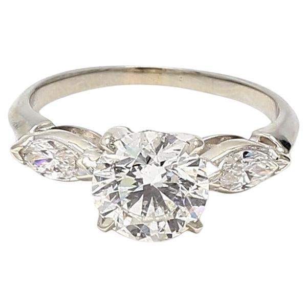 2.30 Carat Round Brilliant and Marquis shape Diamond Platinum Engagement Ring