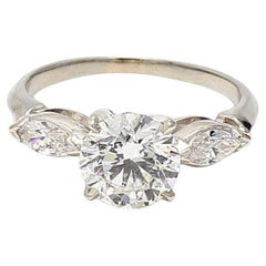 2.30 Carat Round Brilliant and Marquis shape Diamond Platinum Engagement Ring