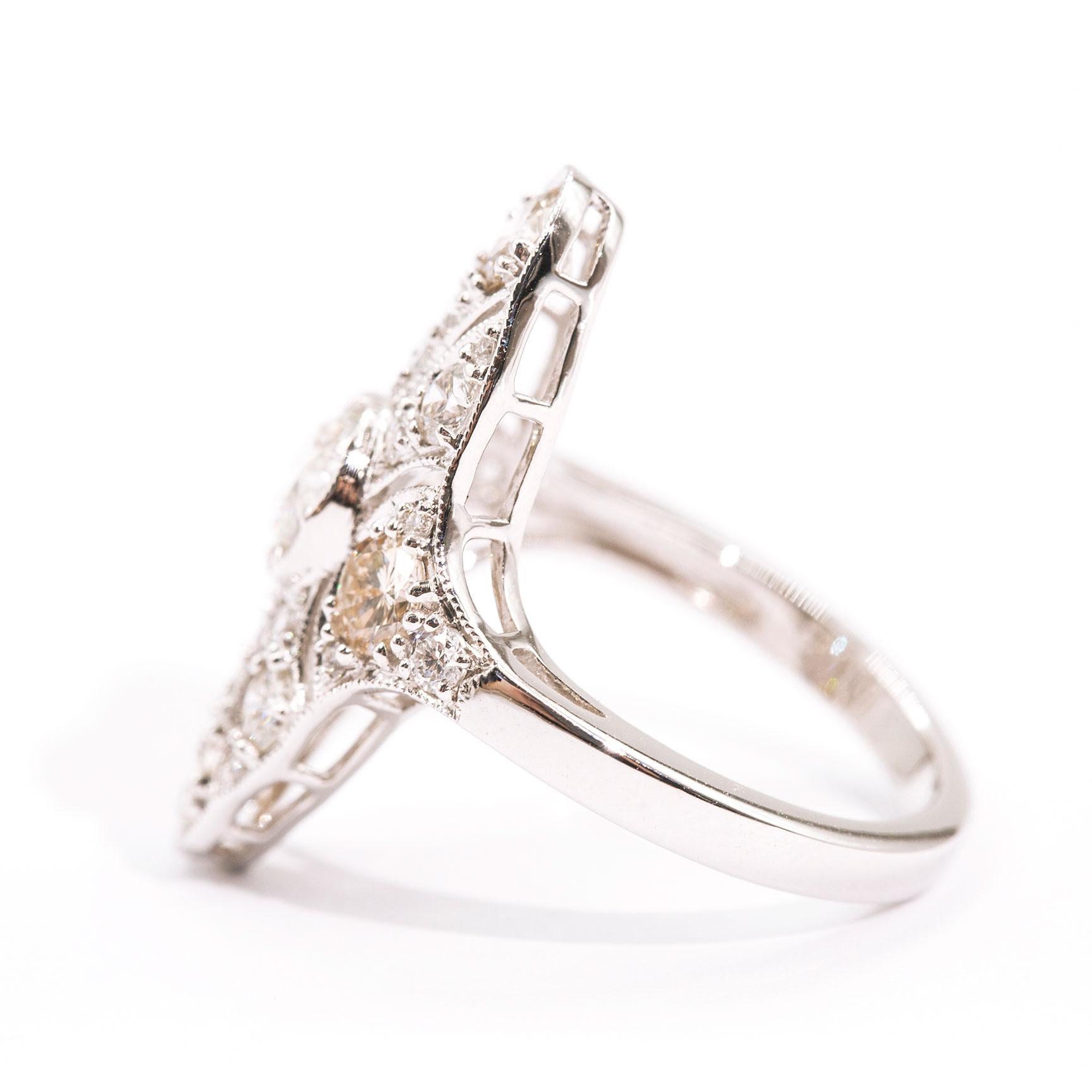 2.30 Carat Round Brilliant Cut Diamond 18 White Carat Gold Cluster Ring In New Condition For Sale In Hamilton, AU