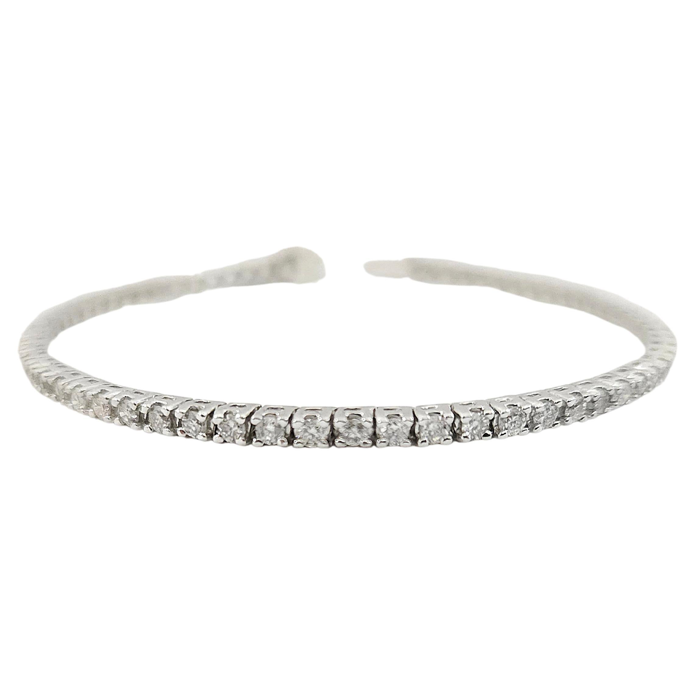 2.30 Carat Round Brilliant Cut Diamond Tennis Bracelet 14 Karat White Gold