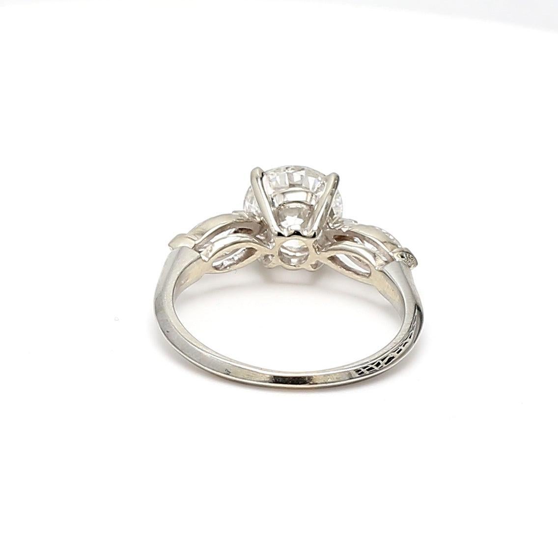 Women's 2.30 Carat Round Brilliant H I1 and Marquis Shape H SI1 Diamond Platinum Engagem For Sale