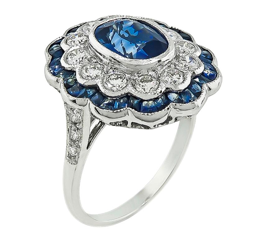 2.30 Carat Sapphire Diamond White Gold Ring In Good Condition In New York, NY