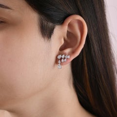 2.3Ct Multi Shape Diamond Cluster Stud with Pear Diamond Drop Earrings 18k Gold (Boucles d'oreilles or 18k)