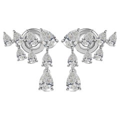 2.3Ct Multi Shape Diamond Cluster Stud with Pear Diamond Drop Earrings 18k Gold (Boucles d'oreilles or 18k)