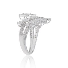 2.30 Carat SI Clarity HI Color Marquise Diamond Chevron Ring 18 Karat White Gold