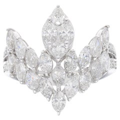Bague chevron de 2,30 carats de pureté SI et diamant marquise de couleur hi-colore en or blanc 18 carats