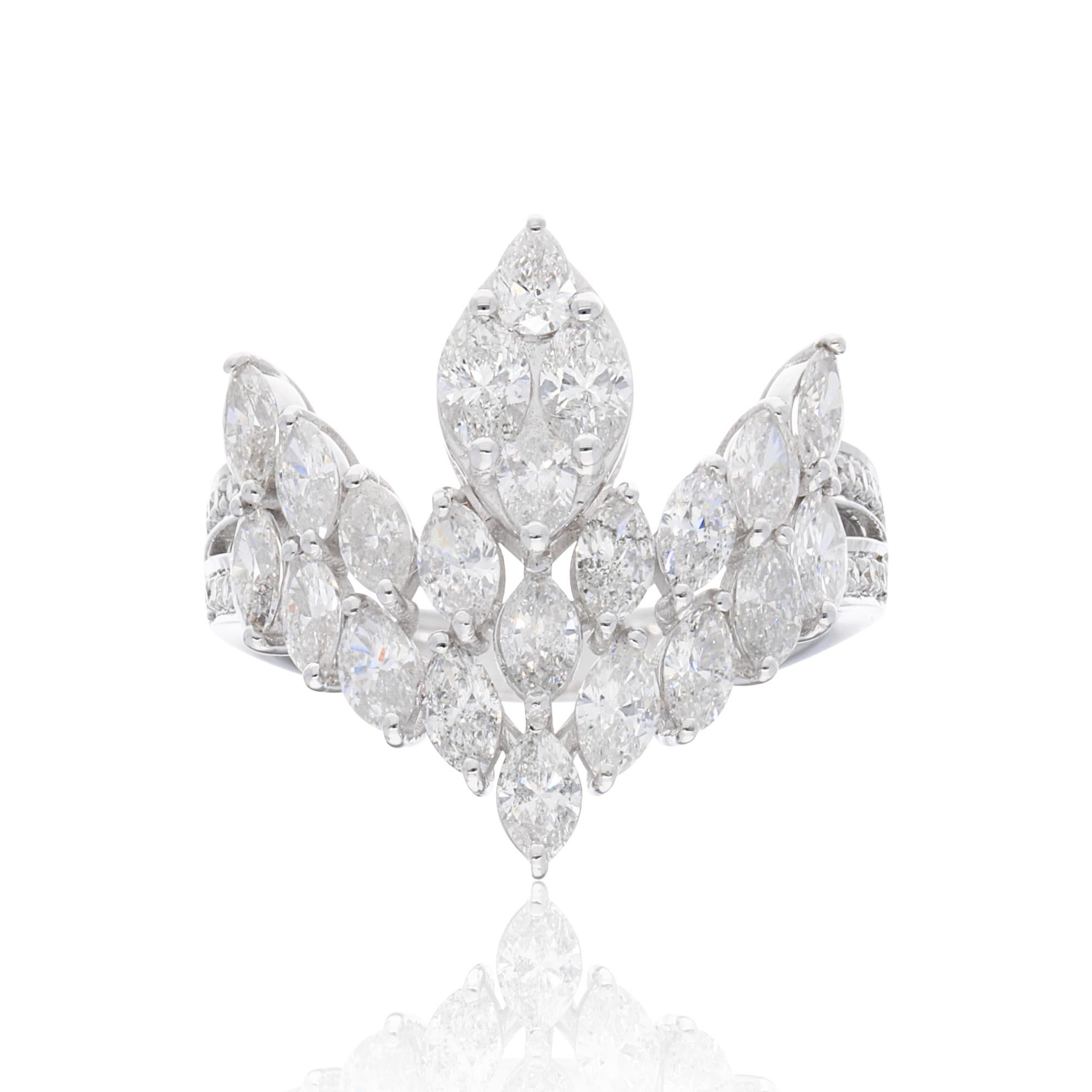 Bague chevron de 2,30 carats de pureté SI et diamant marquise de couleur hi-colore en or blanc 18 carats