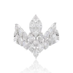 Bague chevron de 2,30 carats de pureté SI et diamant marquise de couleur hi-colore en or blanc 18 carats