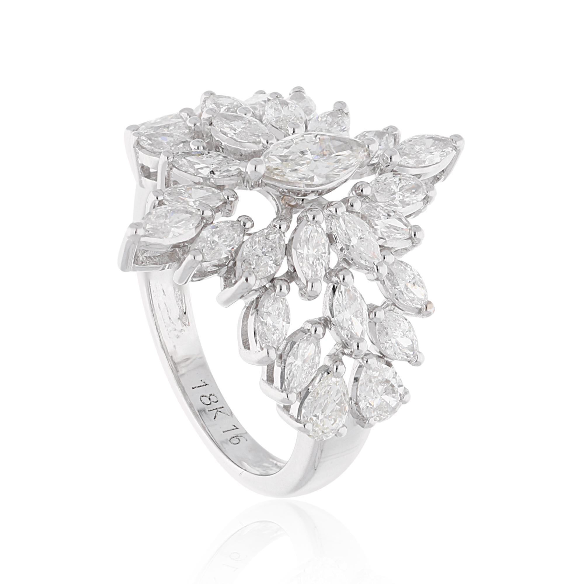 2,30 Karat SI Reinheit HI Farbe Marquise Birnen-Diamantring 18 Karat Weißgold (Moderne) im Angebot