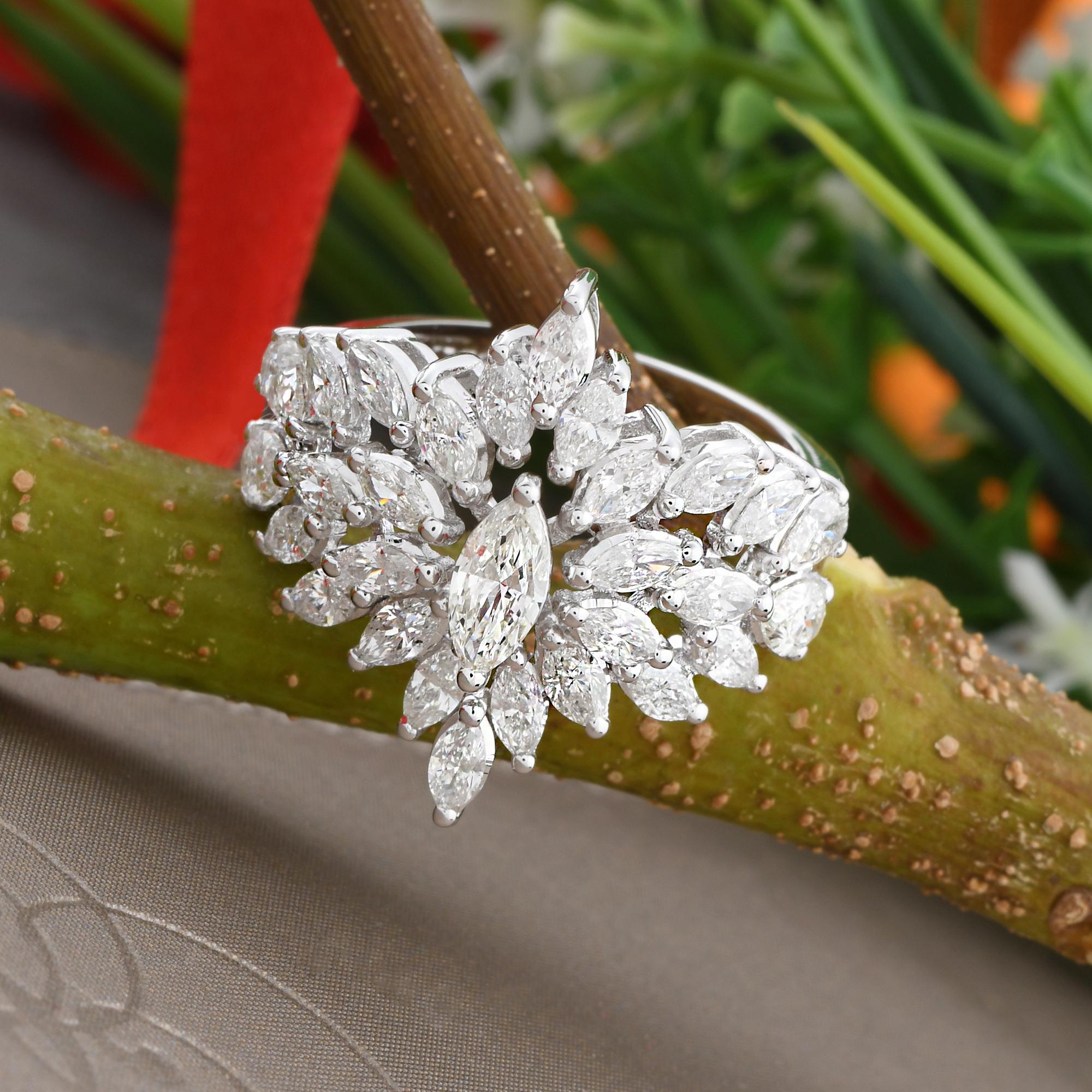 2,30 Karat SI Reinheit HI Farbe Marquise Birnen-Diamantring 18 Karat Weißgold (Tropfenschliff) im Angebot