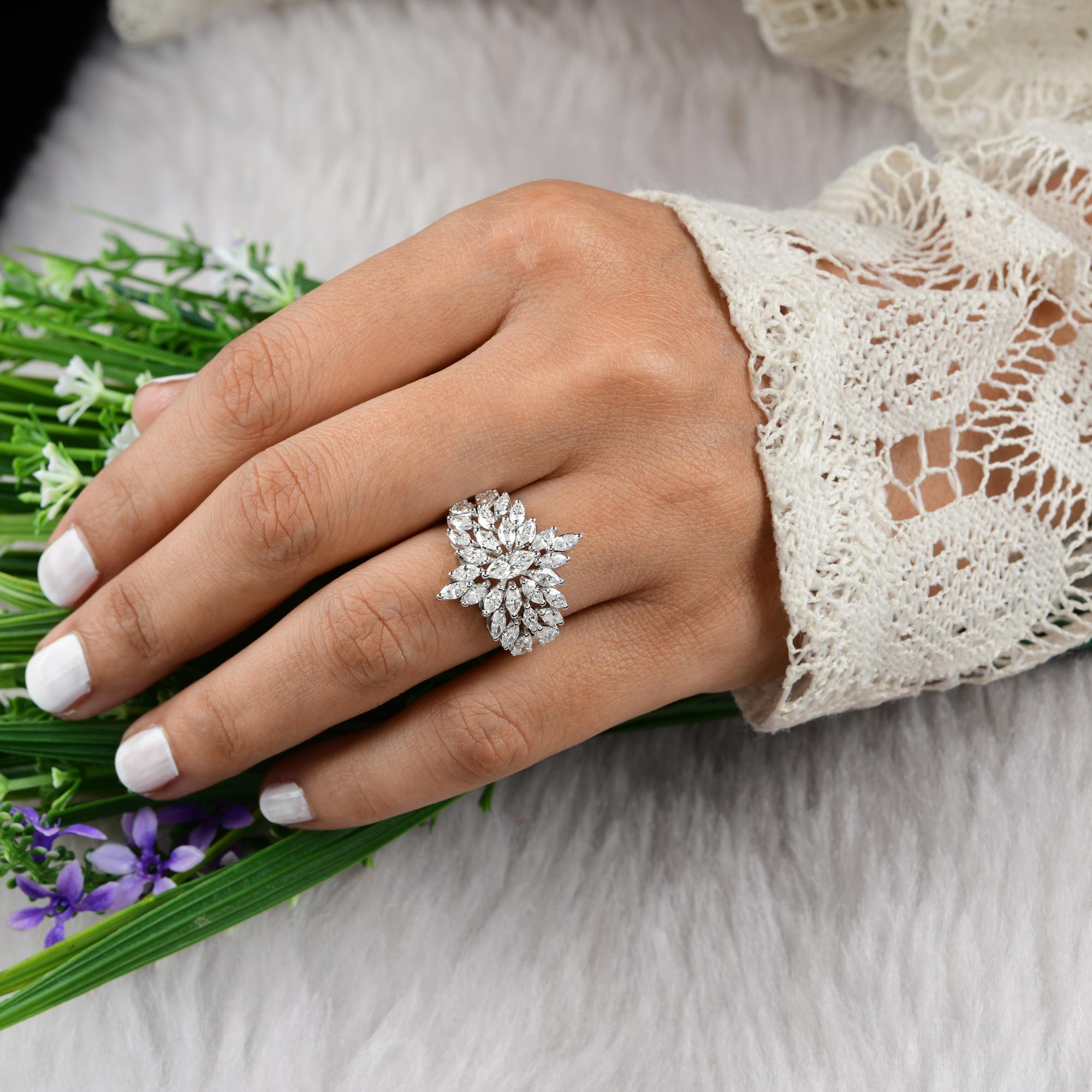 2,30 Karat SI Reinheit HI Farbe Marquise Birnen-Diamantring 18 Karat Weißgold im Angebot 2